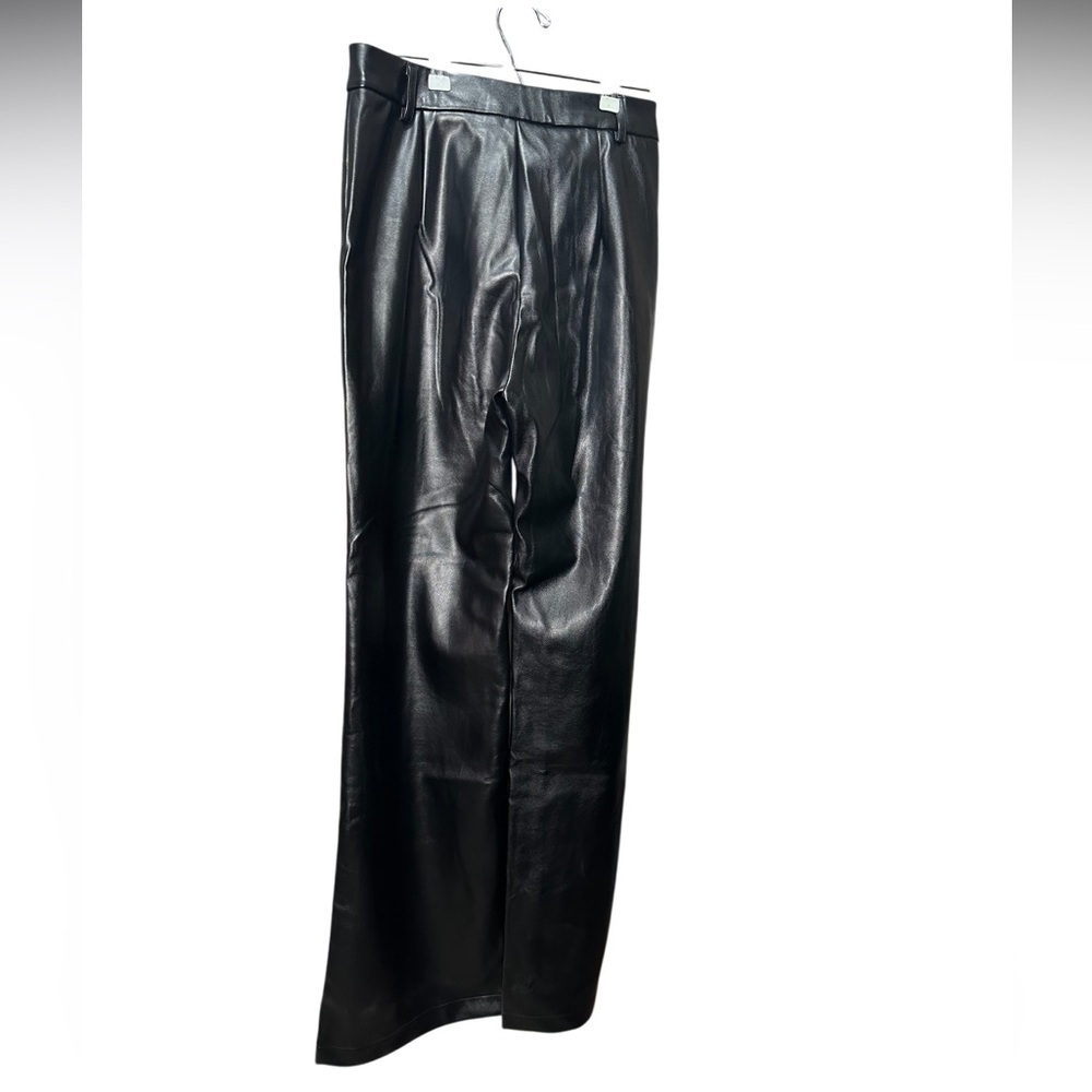BOA | Black Faux Leather Wide Leg Trousers | Size L | NWT - Picture 5 of 5